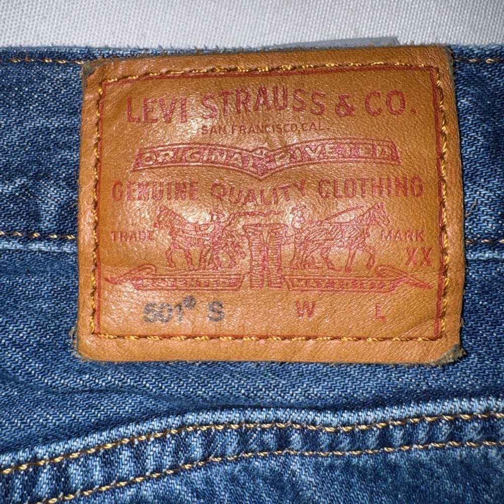 Levis 501s Skinny Distressed Jeans Med Wash Big E W27 L28 Premium Button Fly - Picture 4 of 14
